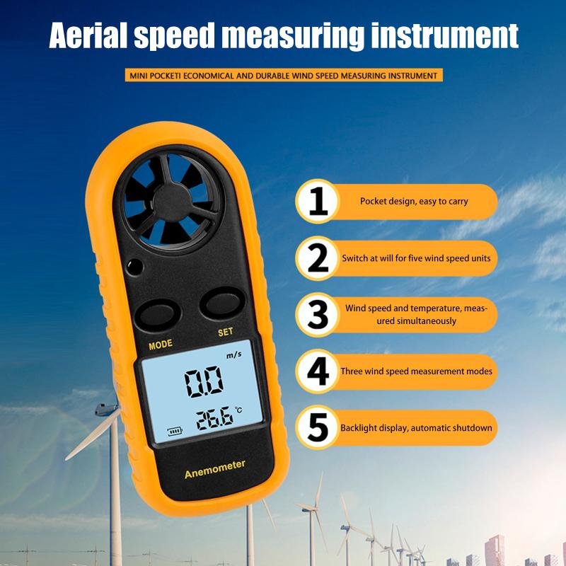 Air Wind Speed Scale Accurately Measure Wind Speed & Temperature Digital Anemometer Pocket Smart Anemometer