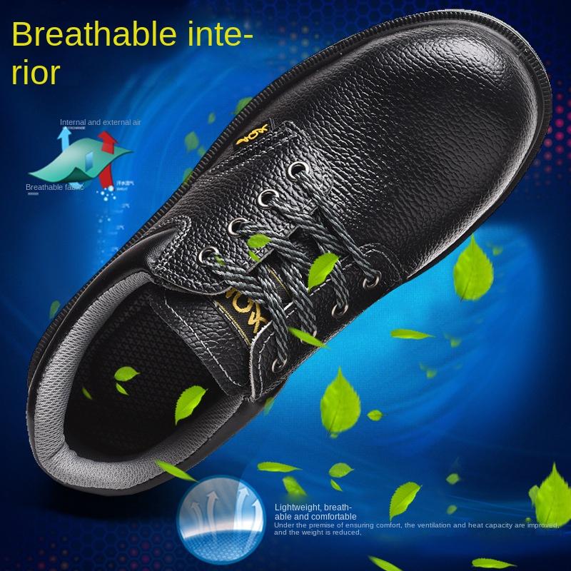 Labor Insurance Shoes,  Puncture-proof,Oil-resistant, Acid-resistant and Alkali-resistant, Lightweight and Wear-resistant Cowhide Work Shoes
