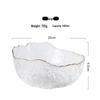 Gold Rim Lead-Free Crystal Salad and Dessert Bowl Set with Hammered Texture