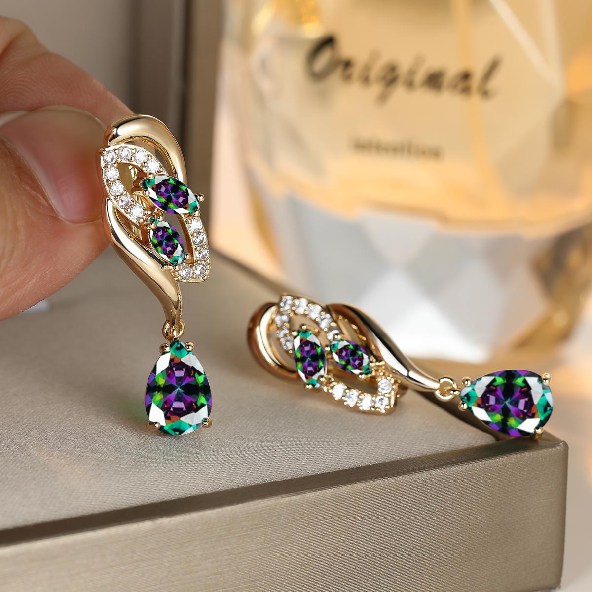 

Уникальные висячие серьги золотого цвета с синим камнем в форме капли, серьги-кольца в форме маркизы, подарок на годовщину разноцветный