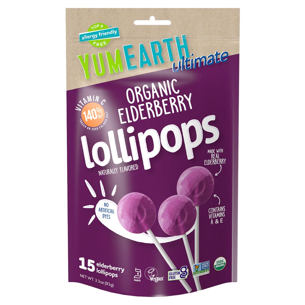YumEarth Ultimate Elderberry Lollipops 15 Count 93g (3.3oz)