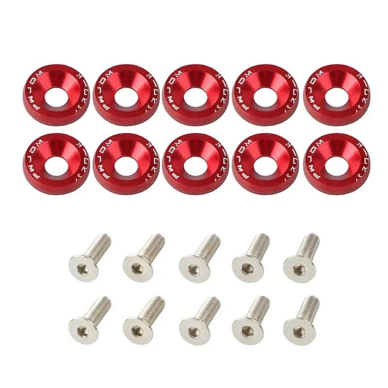 10Pcs M6 Car Modified Fasteners Fender Washer JDM Screw Gasket  Aluminum Mudguard Bumper Engine Concave Screws Car Accessories