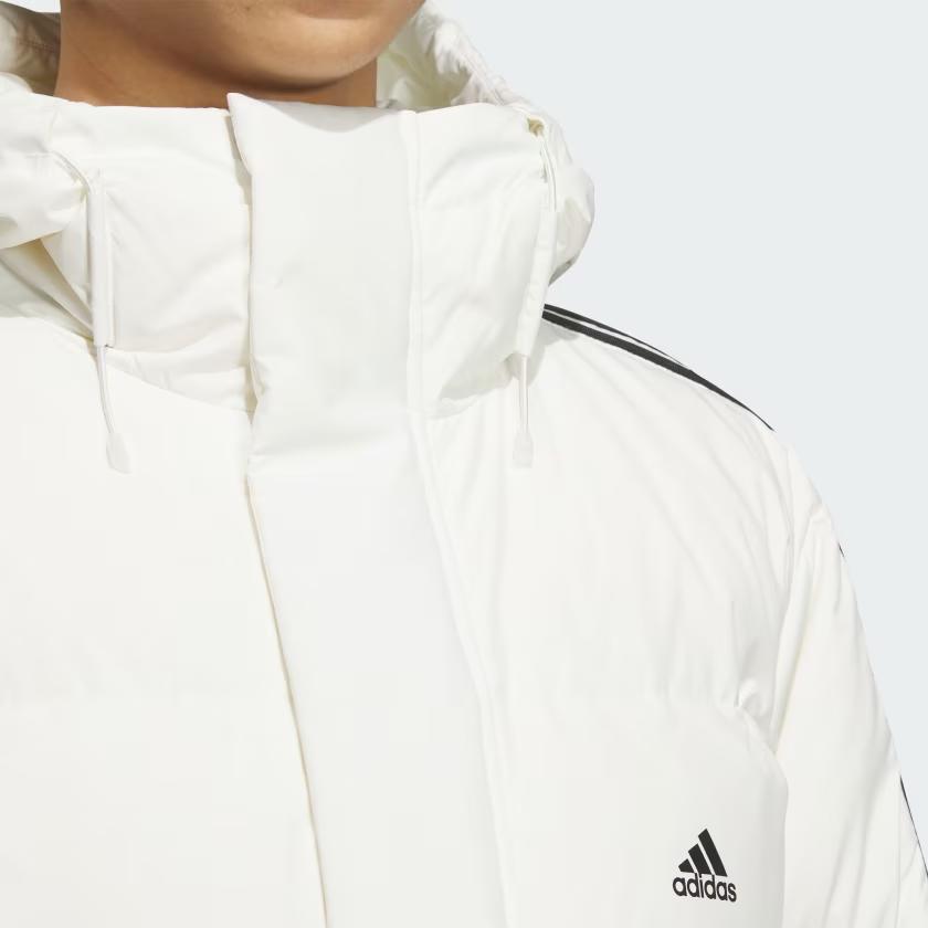 Adidas Sports Lifestyle Series Warm Ultra-Light Wear-Resistant Windproof Logo Stripe Zipper Long Duck Down Jacket Unisex Outerwear White JG5957