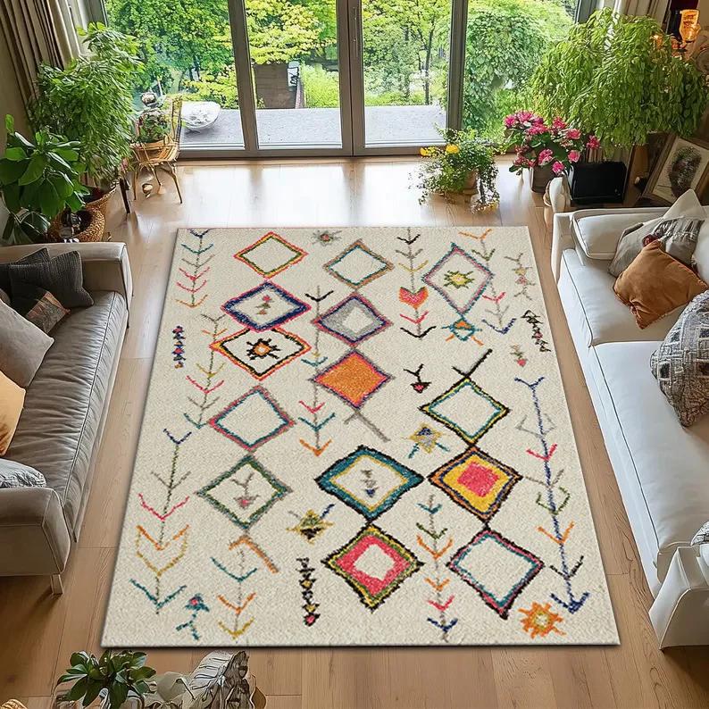 Persian Vintage Carpet Handmade Moroccan Rug Living Room Bedroom Decorative Floor Mat Non Slip Soft Rugs