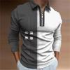 Verlaufende Rampe Abstrakt 3D-Druck Herren Zip Golf-Polo Lässig Täglich Streetwear Polyester Frottee Langarm Umlegekragen Zip-Poloshirts