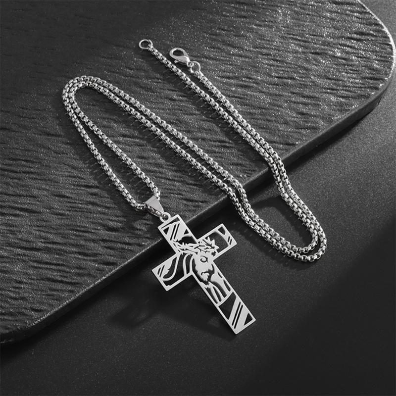 Men's and Women's Adjustable Length Crucifix Necklace Handmade Neckchain Accessory Stylish Christian Religious Jewelry