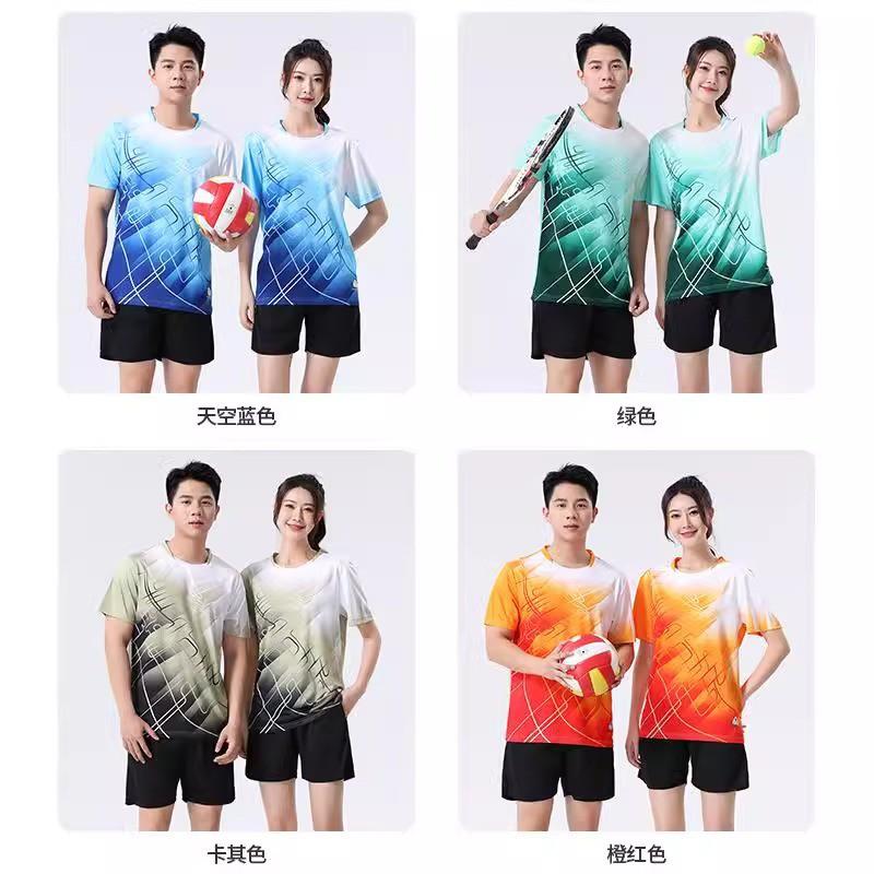 Quick-Dry Badminton Shirt Set Men Women Sportswear With Double Pockets Breathable Athletic Top
