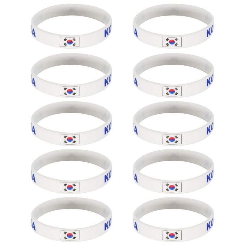 Set Of 10 Piece Vibrant Silicone Wristbands With 2026 Sports Event Country Flags Ideal For Gifts And Parties