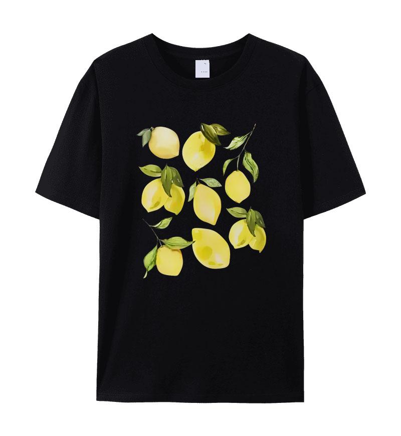 

Cute Lemon Fruit Graphic Tops Short Sleeve Loose Botanical Tshirt Women Retro Aesthetic TShirts Vintage Cottagecore Clothing 2XL