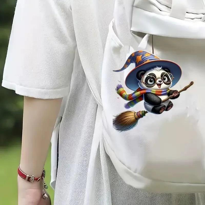 Flat Acrylic Surface Pendant With Magic Panda Riding Broom Design Christmas For