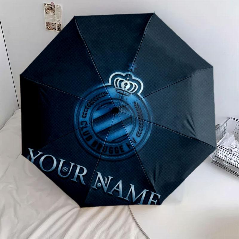 1 PC Automatic Folding Umbrella - Club Brugge KV Custom Name Pattern, Portable & Foldable Design with 8 Ribs, Christmas Birthday Gifts