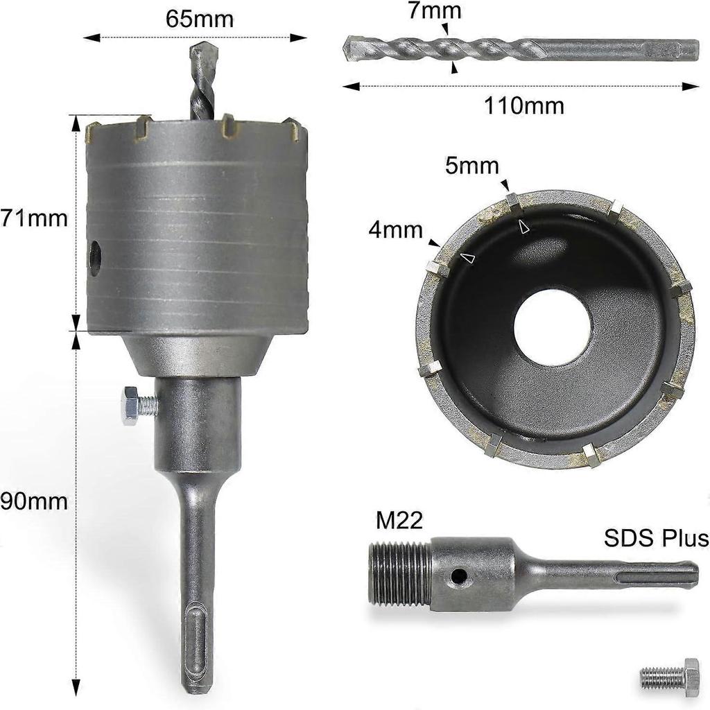 Hole core bit 65mm, hole saw core bit 8x110mm drilling crown with SDS plus adapter