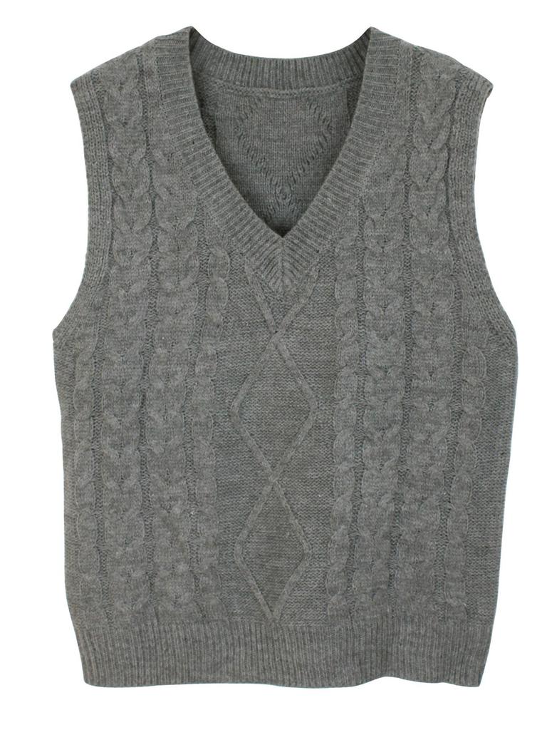 European and American Women's V-Neck Sleeveless Twisted Sweater Vest