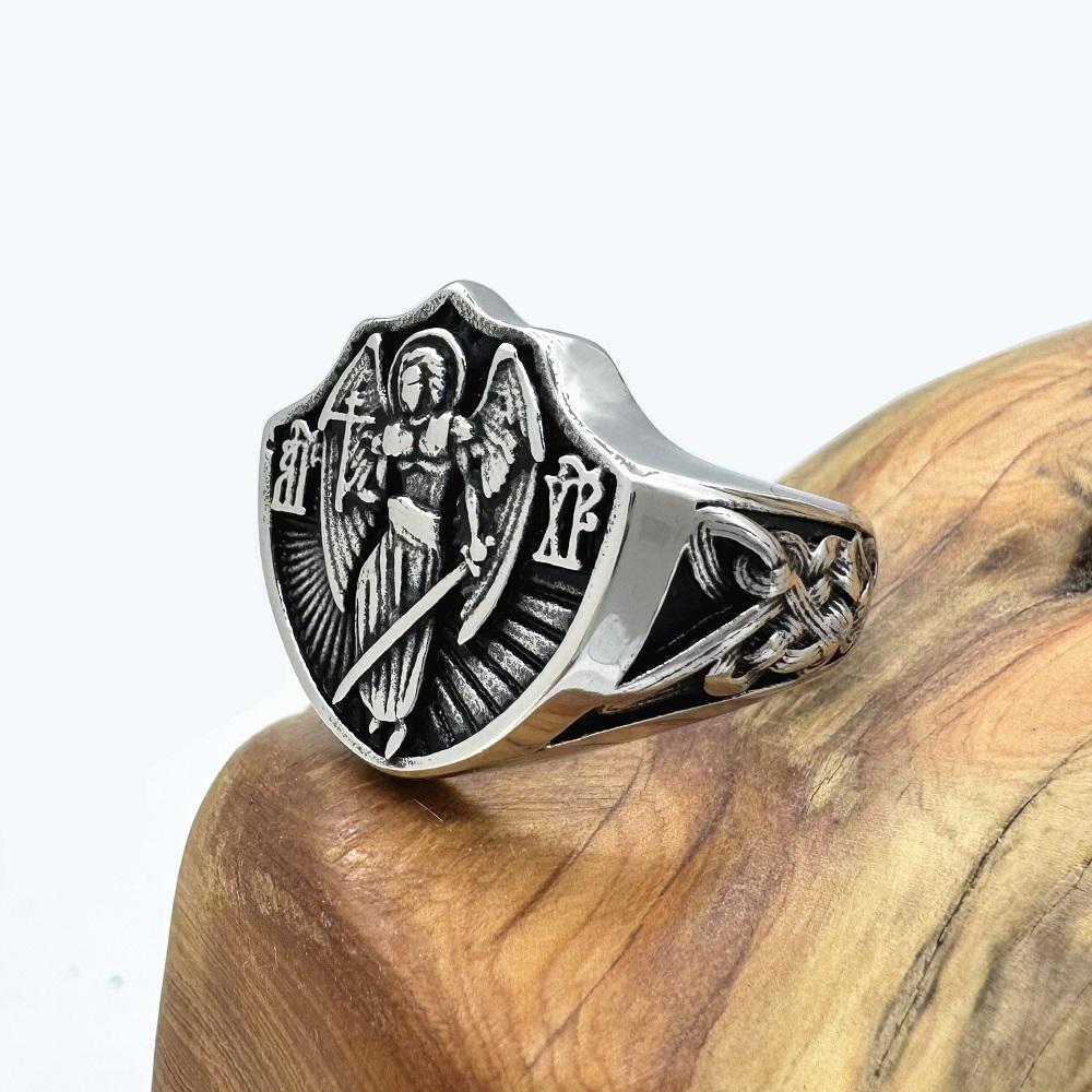 St Michael Solid Ring For Men 316L Stainless Steel Angel Jewelry Size 7-13 Durable Stylish Gift 12