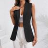 Women's V Neck Sleeveless A-Line Loose Fit Solid Color Single Button Vest Jacket