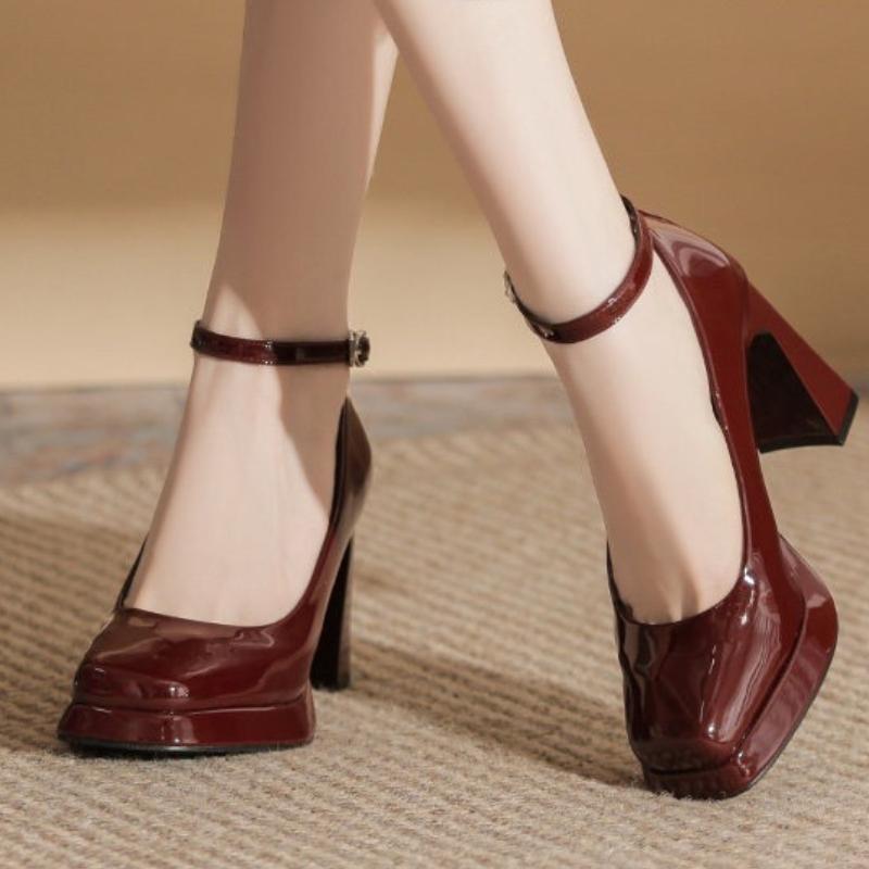 

Мода 2025 Женские простые, модные и универсальные туфли на высоком каблуке Весенняя повседневная обувь Женские туфли на высоком каблуке Однотонные туфли Туфли на высоком каблуке 36 красный