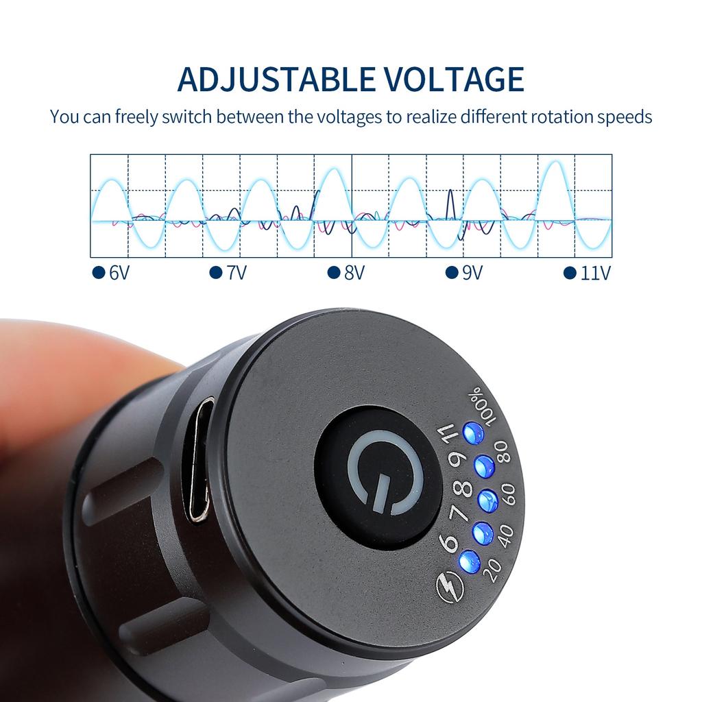 1200mAh Wireless Rocket Tattoo Power Supply RCA Connector For Tattoo Rotary Machine Pen Voltage Display Type-C