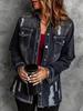 Plus Size Women's Ripped Washed Denim Cardigan Jacket