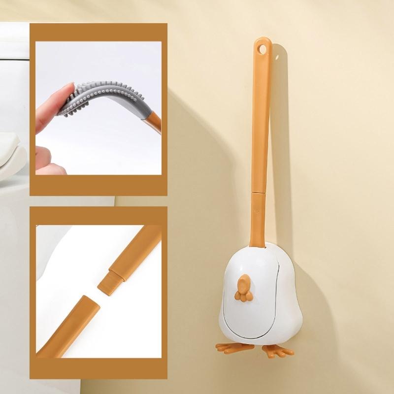 Moderne Toilettenbürste für Zuhause, leicht zu reinigen und langlebig, Badezimmerreiniger mit flexiblem Silikonbürstenkopf