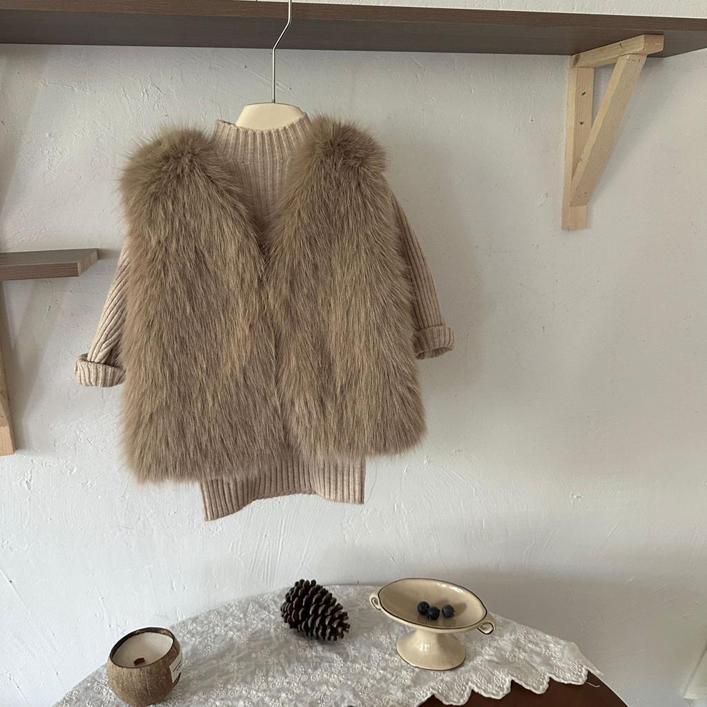 Children Korean Imitation Fur Vest for Autumn and Winter Versatile Top for Girls
