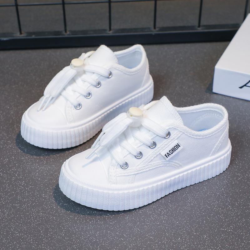 Frühling Neue Kinder Weiße Schuhe Jungen und Mädchen Canvas Schuhe Atmungsaktive Sneaker Performance Grundschüler Weiße Einzelne Schuhe