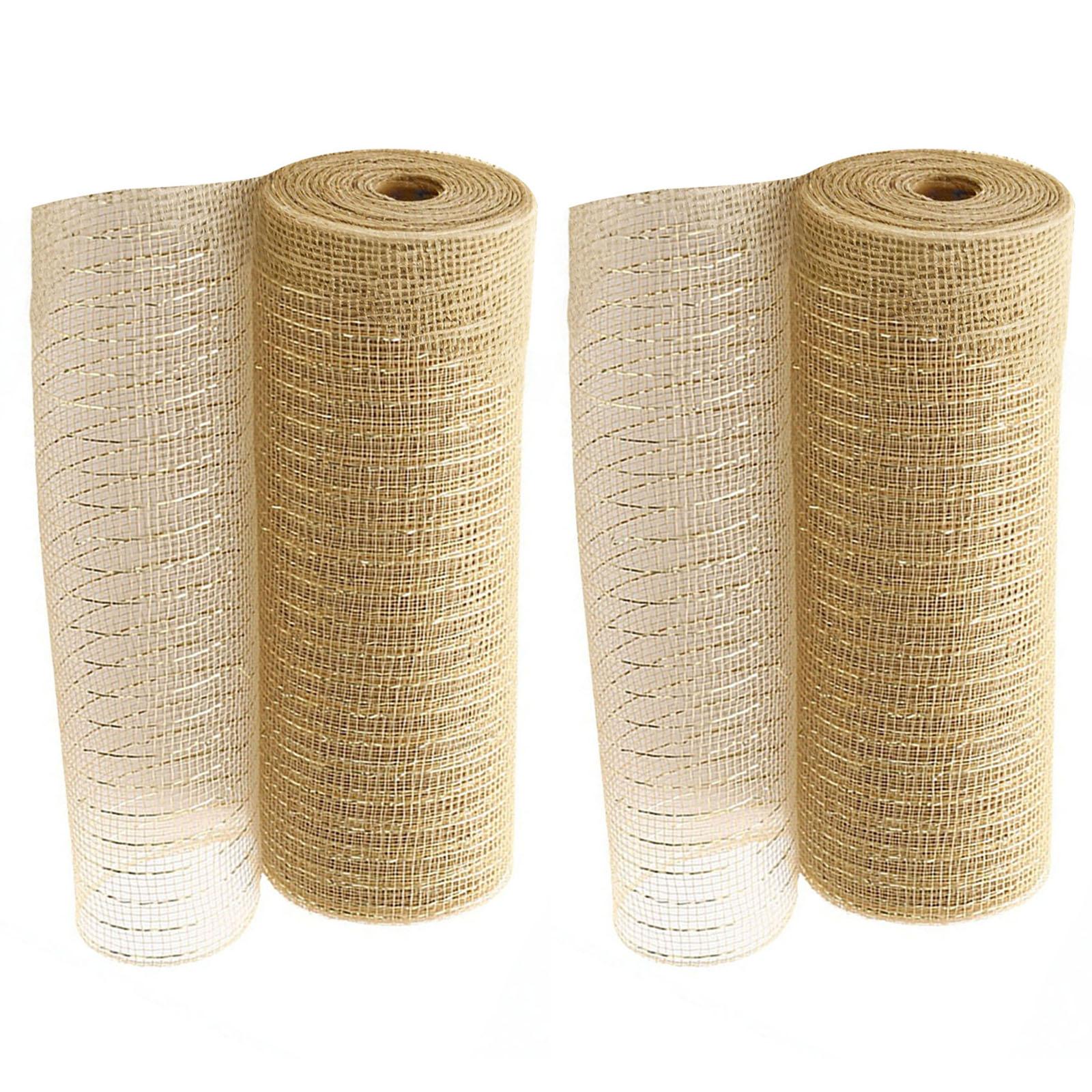 

2 рулона декоративной сетчатой ленты, металлизированная фольгированная сетка, роллы, рождественская сетчатая лента для рождественской елки, гирлянды, поделок, украшений бежевый