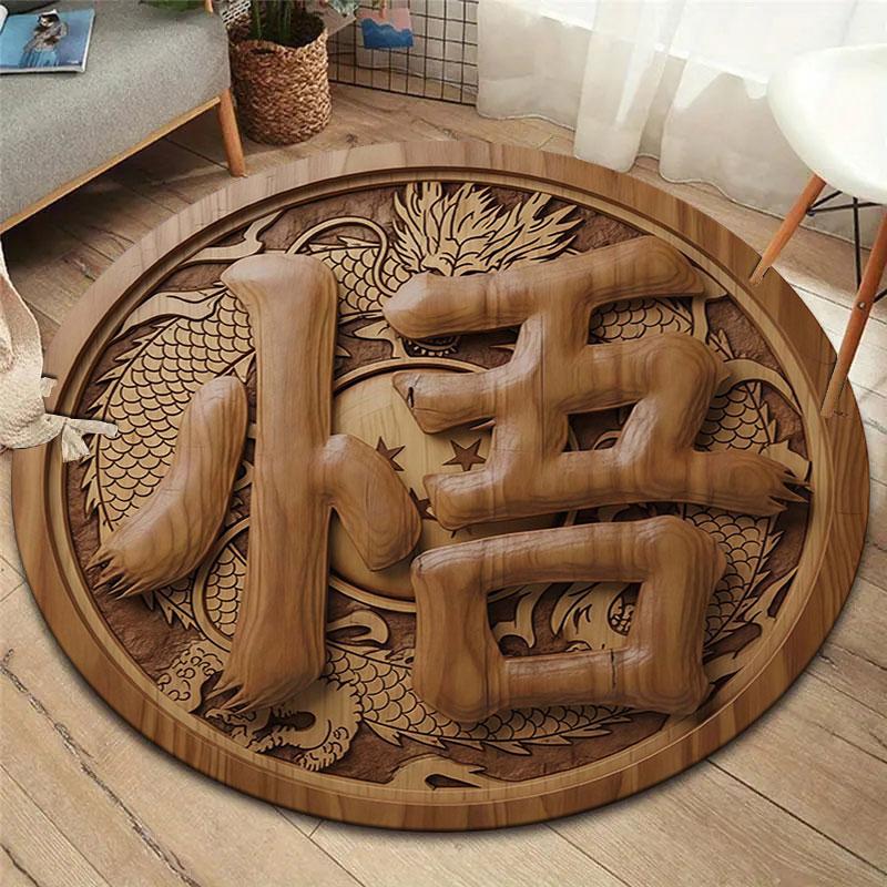 AnimeTotem Round Area Rug,Carpet Rug for Living Room Bedroom Sofa Playroom Decor,Non Slip Floor Mat