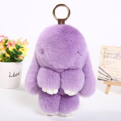 Bunny Shape Charm Keychain Faux Fur Rabbit Keyring Bright Color Car Key Holder Bag Wallet Accessory