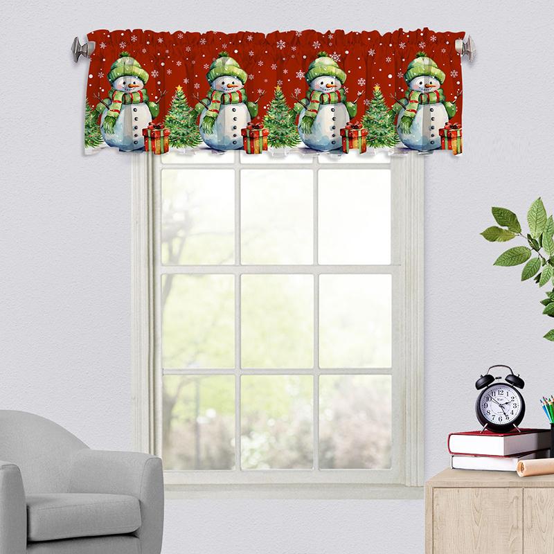 1PC Semi-Sheer Easy Install Swag Valance Atmosphere Scarf Xmas Bedroom No-Drill Christmas Festive Valance Holiday 137x45cm