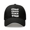 [Inspirational Baseball Cap] Good Things Take Time Print Polyester Adjustable Breathable Casual Outdoor Sports Baseball Hat For Men Women Daily Wear