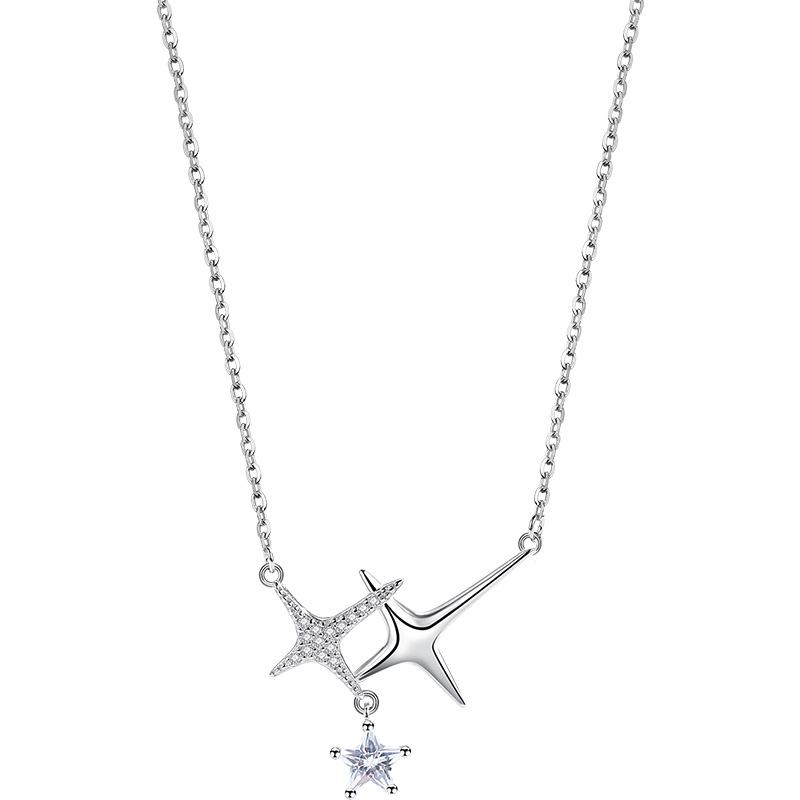 

Стильний дизайн Чуттєвий діамант Намисто з чотирьох зірочок, кулон, Індивідуальний хрест, зірка, Хрест, бахрома, ключиця, кольє, новий стиль