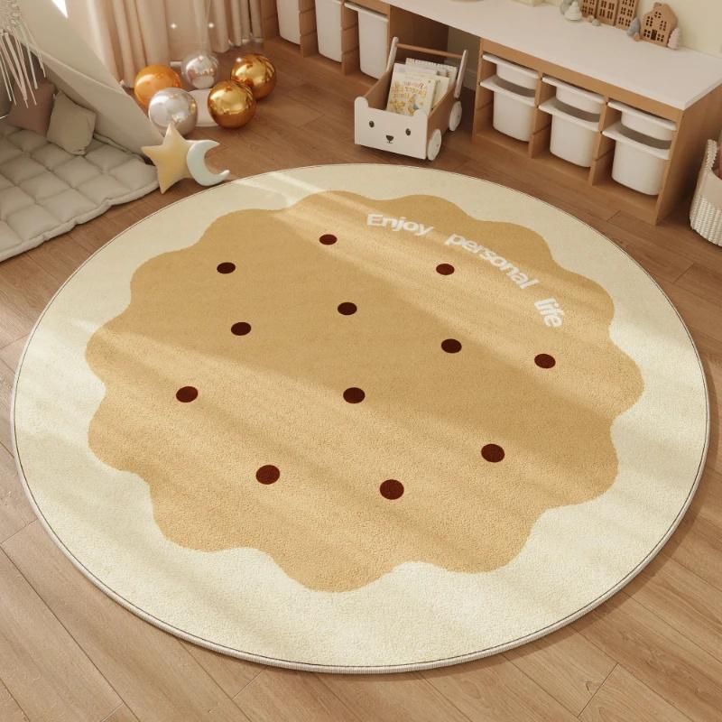 Wellenpunkt Runde Teppiche Sofa Arbeitszimmer Drehstuhl Bodenmatte für Wohnzimmer Rutschfest Waschbar Faltbar Schlafzimmer Punkt Kreis Teppiche
