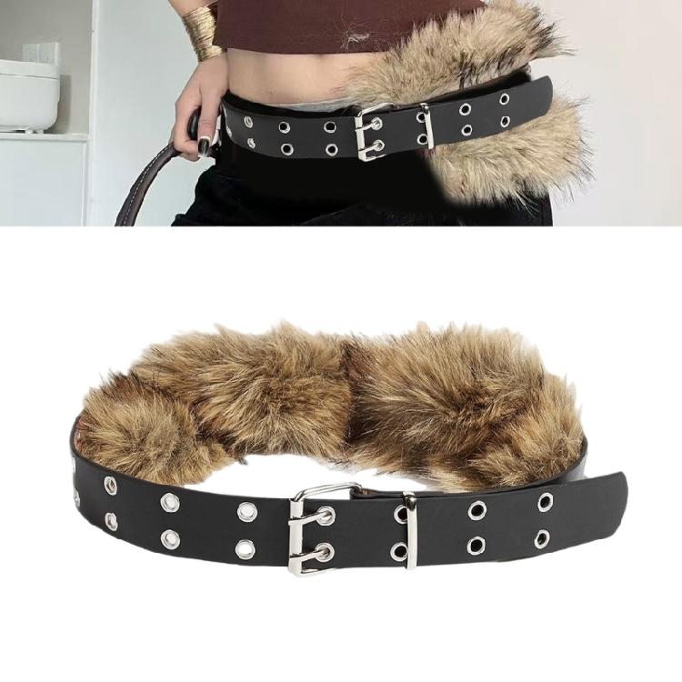PU Leather Waist Belt Plush Accent Trim Waistband Cowgirl Punk Waist Girdle Creative Waist Ornament Accessory