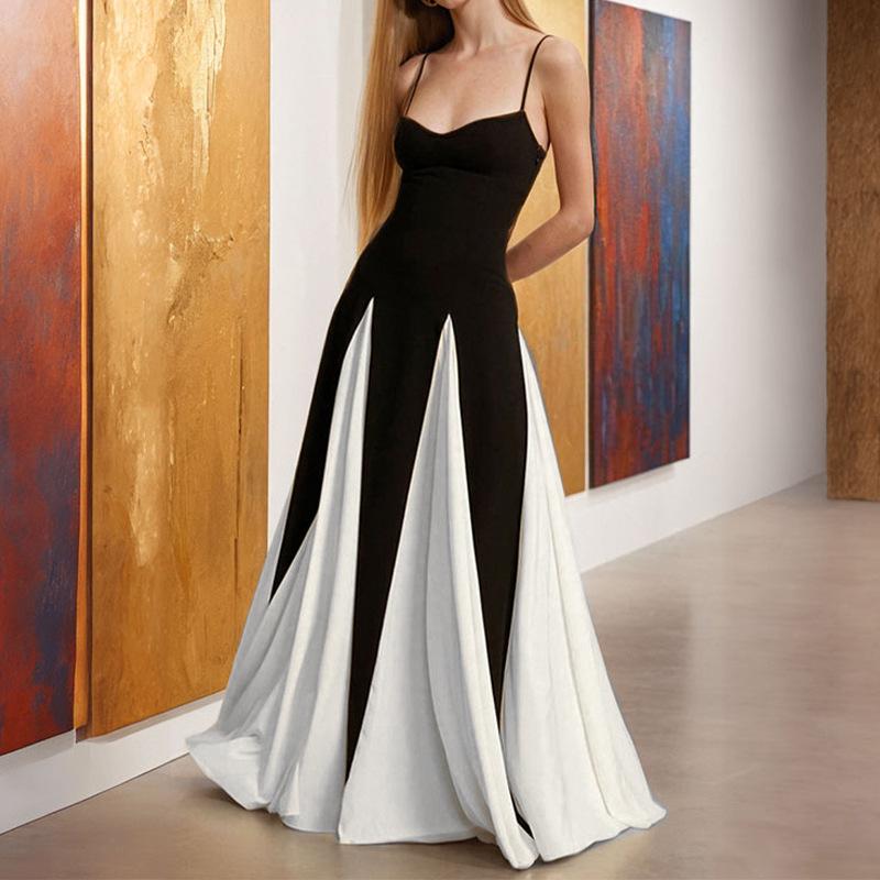 2025 Color Block Long Sleeve Dress – Casual European & American Style