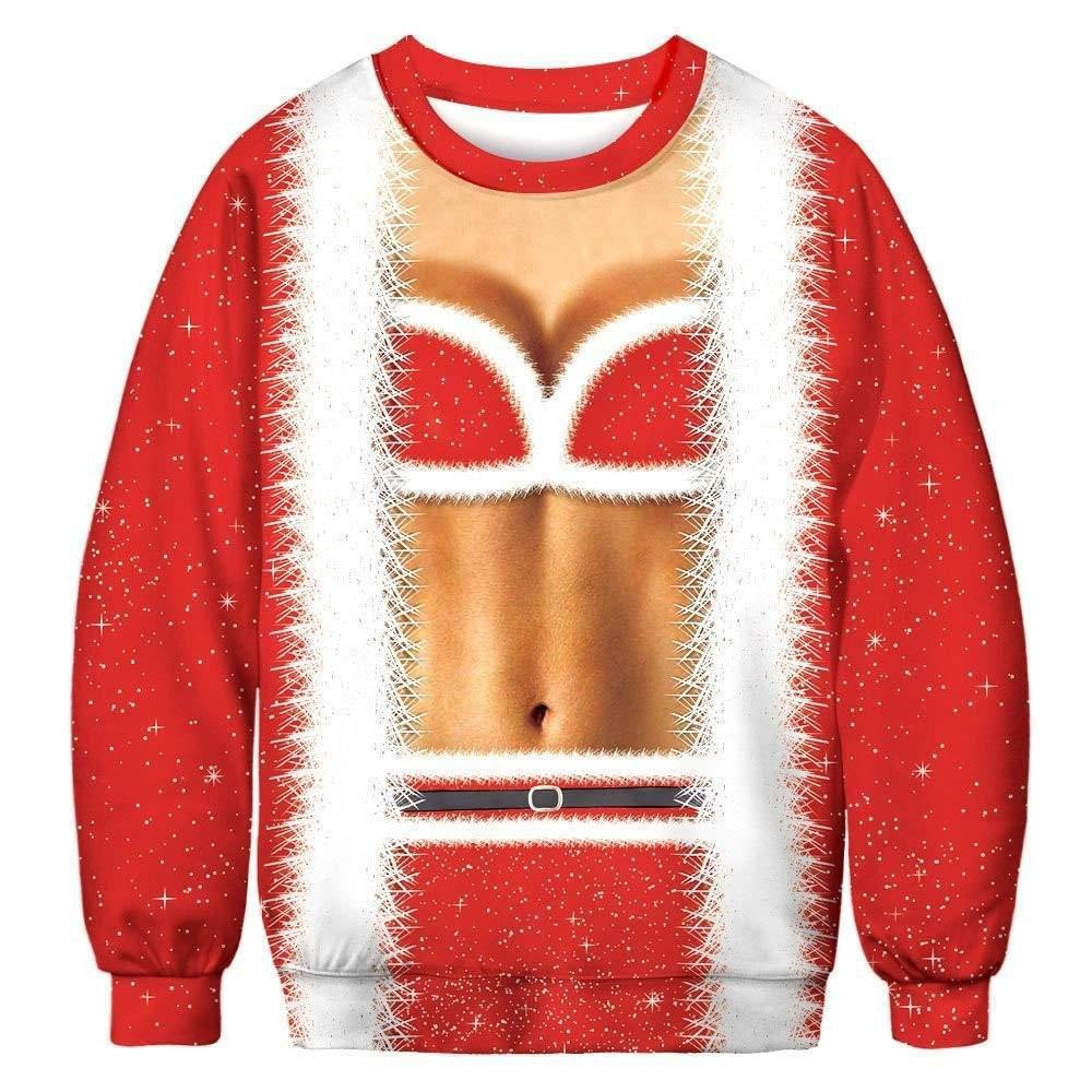Men's Festive Santa Elf Pullover Christmas Jumper Warm Polyester Comfy Breathable