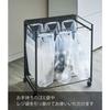 Yamazaki Concealed Trash Wagon 3-Compartment Black Approx. W51.5xD32xH55cm Tower with Handle & Casters 4333