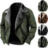 Autumn/Winter Men's Polo Collar Contrast Panel Jacket Retro Casual Coat