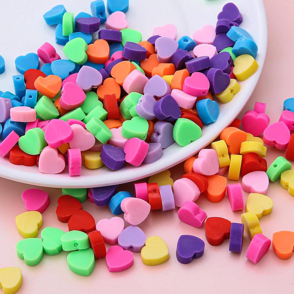30 Stücke 9*10mm Liebe Herz Polymer Clay Perlen Bunte Lose Perlen Für Schmuck Machen DIY Armband Halskette ohrring