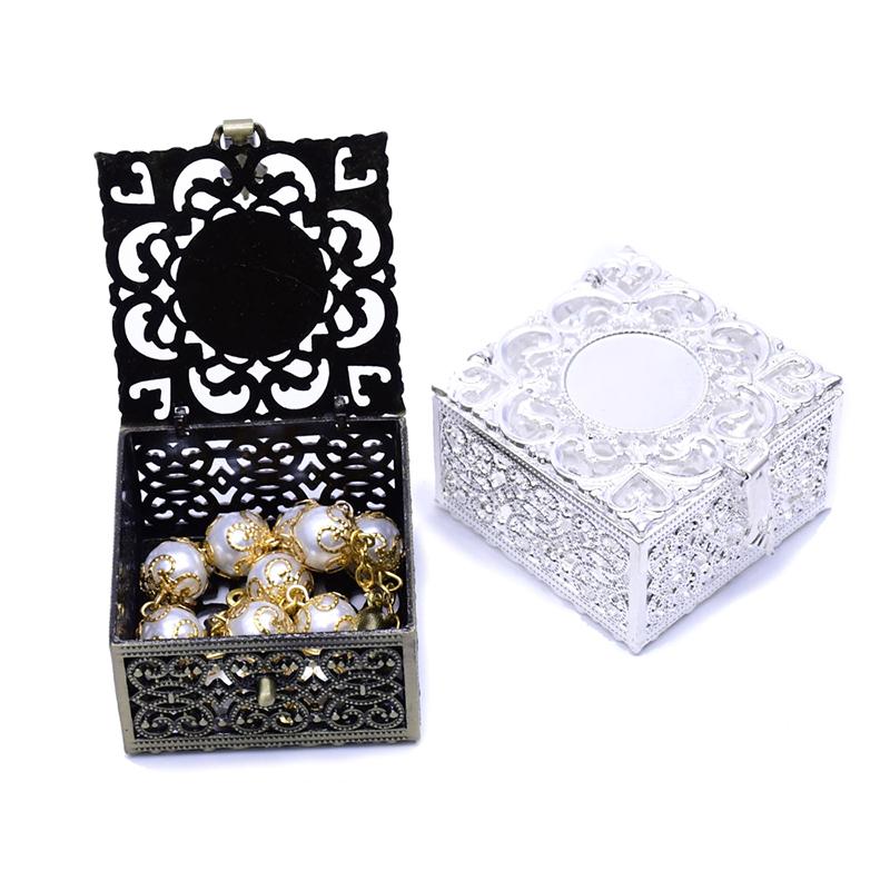 Rosenkranspärlask Halsband Metall Kristen Katolsk Religiöst Smyckeskrin Förvaring Halsband Förpackningsask Gåva