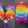 1 Pcs 150cm Length Belly Dance Fan Gradient Color Real Silk Bamboo Fans Practice Dance Silky Veil Stage Performance Props