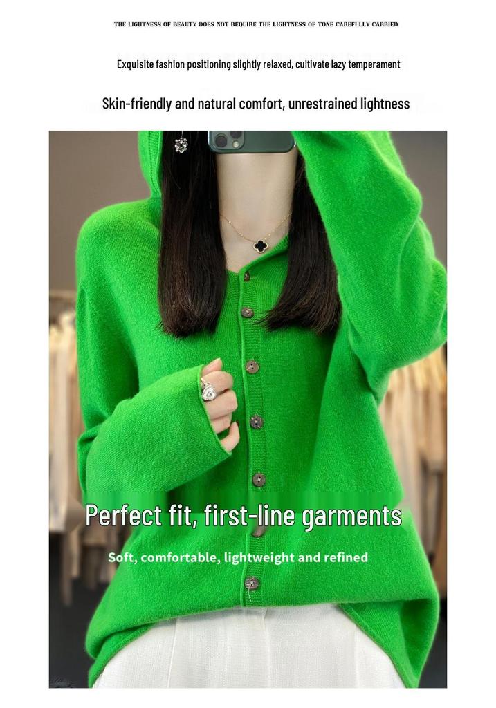 Women's Loose Knit Wool Cardigan Sweater - Autumn/Winter Casual Top