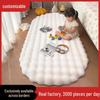 Cremefarbener ovaler Plüschteppich - Schlichter Stil für Wohnzimmer, Couchtisch, Schlafzimmer oder Nachttisch; Weiche Plüschmatte mit Hasenmotiv