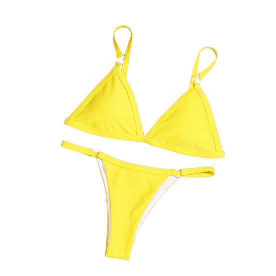 Sexy Women Summer Bikini Set Swimmer Solid Color Push Up Bra Briefs G-string