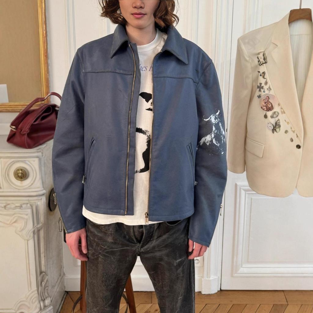ENFANTS RICHES DÉPRIMÉS ERD 24SS Giacca in Pelle d'Agnello Screpolata
