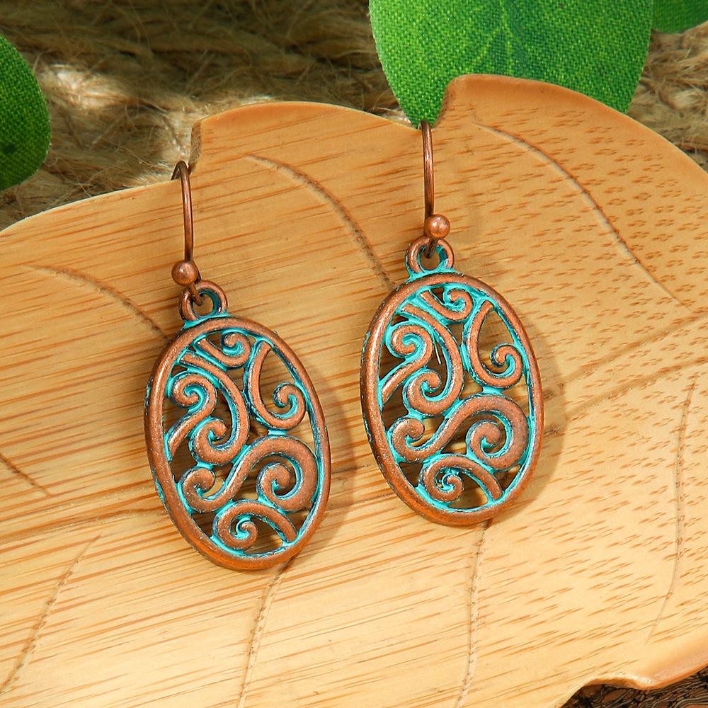 

Bohemian minimalist and personalized ethnic vacation style earrings, retro geometric hollow exquisite ear accessories