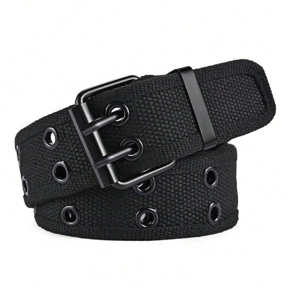 Men and women double-breasted belt double-hole middle-aged and young men's tooling trend punk pink buckle belt