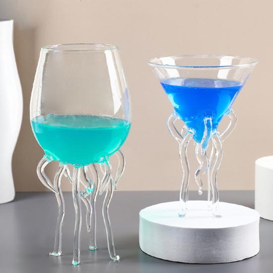 Octopus Wine Glass, Jellyfish Shaped Martini Cup, Creative Cocktail Glass for Juice Bar, Novelty Home Decor Gift