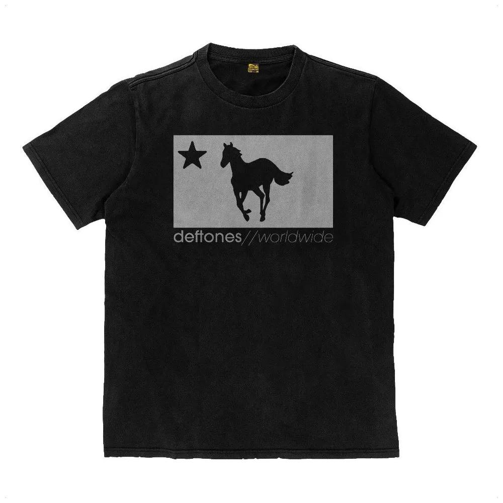 Unisex Short Sleeve Crew Neck Cotton T Shirt Deftones White Pony Worldwide Band L