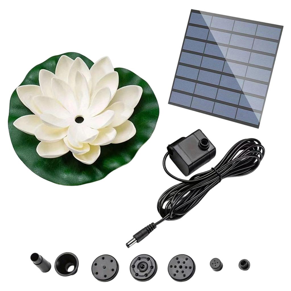 Lotus Free Standing Solar Fountain with 6 Nozzles Mini Solar Powered Fountain Pump Floating for Garden Pond Pool and Outdoor