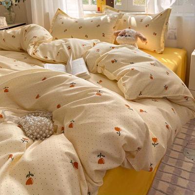 Modieuze Bloemen Dekbedovertrek Set met Laken Kussensloop Zonder Vulling Meisjes Eenpersoons Tweepersoons Queen Size Koreaanse Zachte Beddengoedset